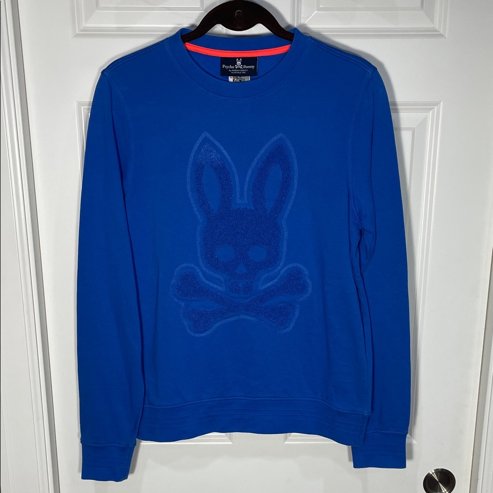 Psycho Bunny Men’s Logo Sweatshirt Blue Bunny Skull Size XS By ROBERT GODLEY